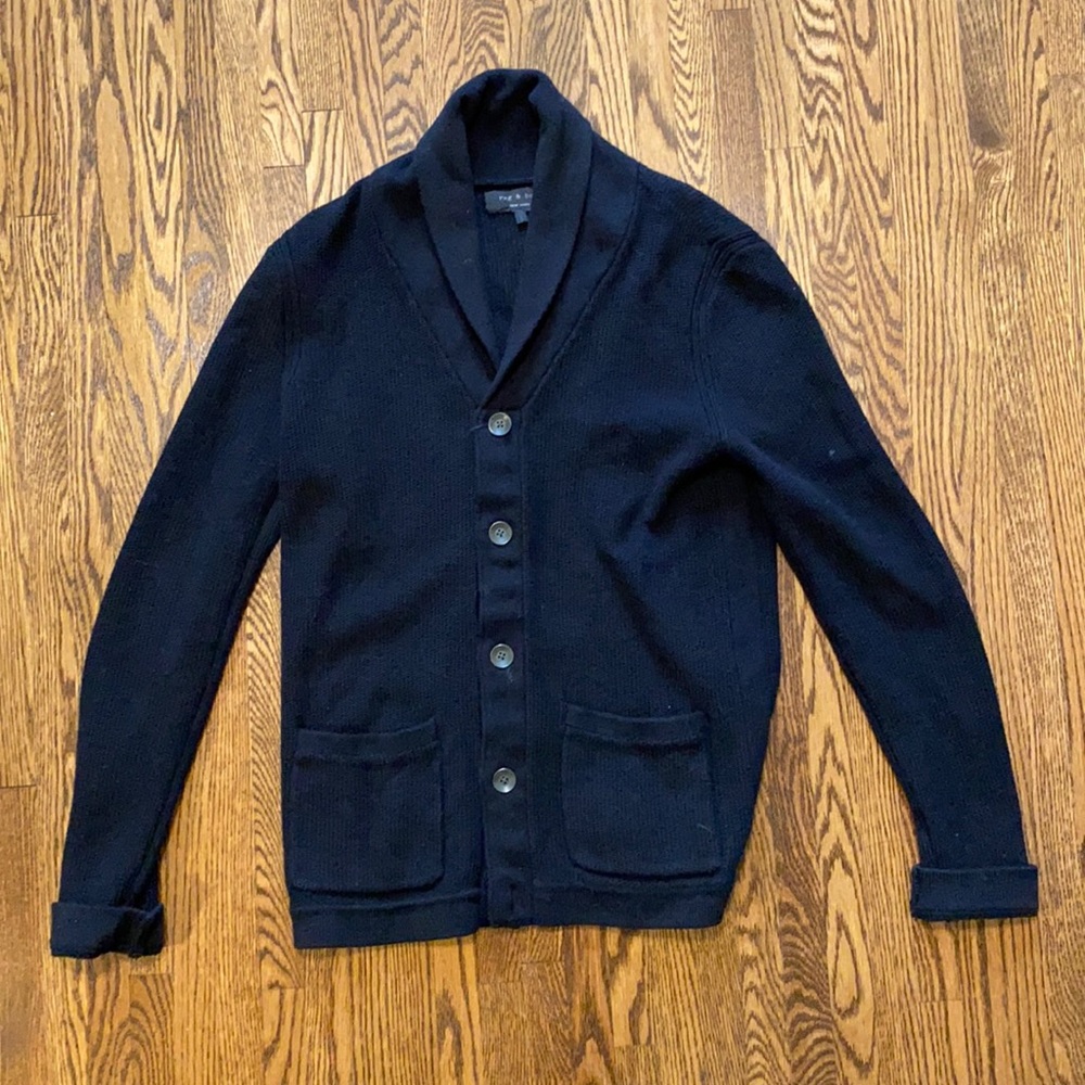 Rag & Bone Black Shawl Collar Cardigan Sweater SM